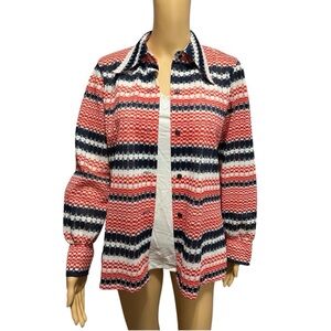 Vintage Patriotic Long Sleeve Button-Up Top
Size 14